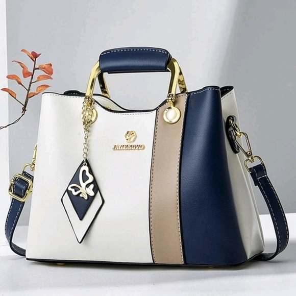 Blue, Beige & Tan Handbag - Picture 1 of 8